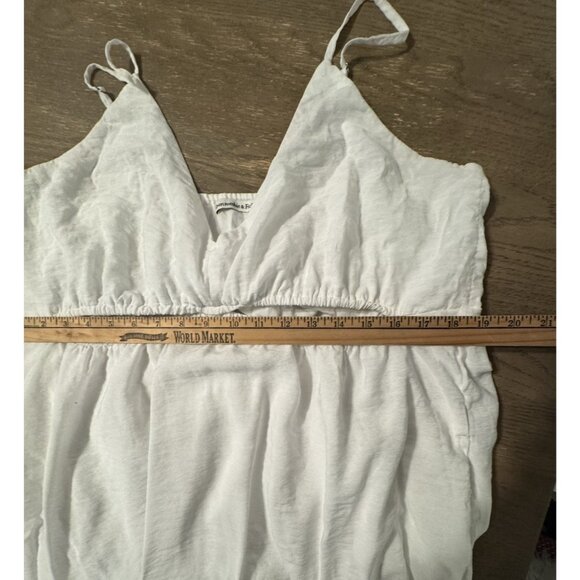 Abercrombie & Fitch XL Tiered Maxi Dress Plunge Cut Out White Pockets Lined Boho - Picture 7 of 12